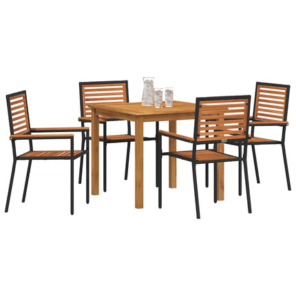 Trädgårdsmöbelset 5 pcs Svart Massivt Akaciaträ