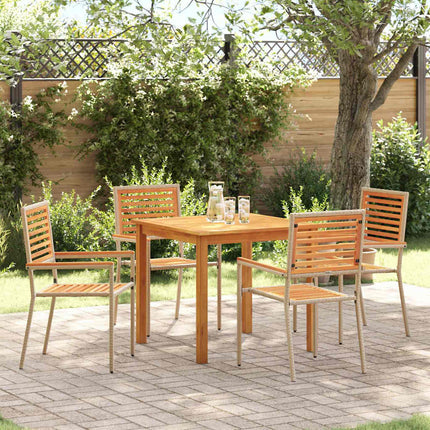 Trädgårdsmöbelset 5 pcs Beige Massivt Akaciaträ