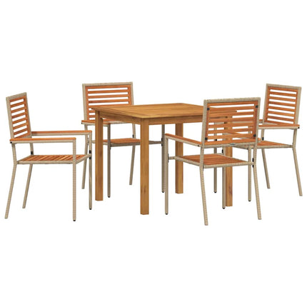 Trädgårdsmöbelset 5 st Beige Massivt Akaciaträ