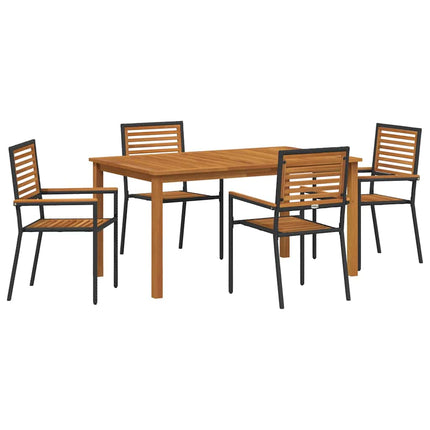 Trädgårdsmöbelset 5 pcs Svart Massivt Akaciaträ