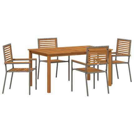 Trädgårdsmöbelset 5 pcs Grå Massivt Akaciaträ