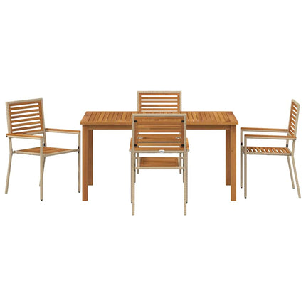 Trädgårdsmöbelset 5 pcs Beige Massivt Akaciaträ