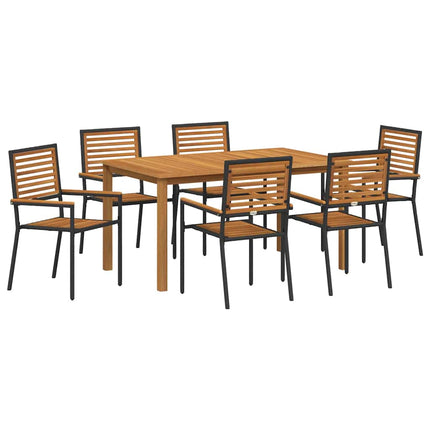 Trädgårdsmöbelset 7 pcs Svart Massivt Akaciaträ