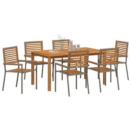 Trädgårdsmöbelset 7 pcs Grå Massivt Akaciaträ