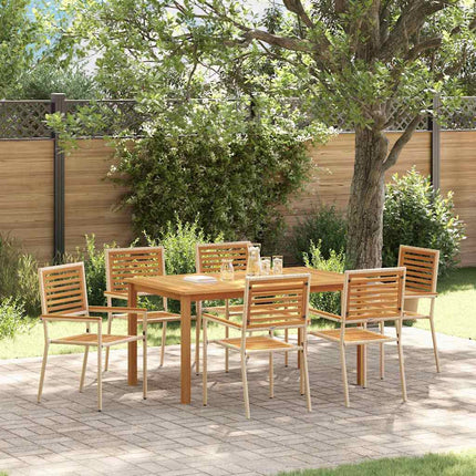 Trädgårdsmöbelset 7 pcs Beige Massivt Akaciaträ