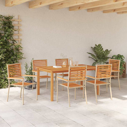 Trädgårdsmöbelset 7 pcs Beige Massivt Akaciaträ