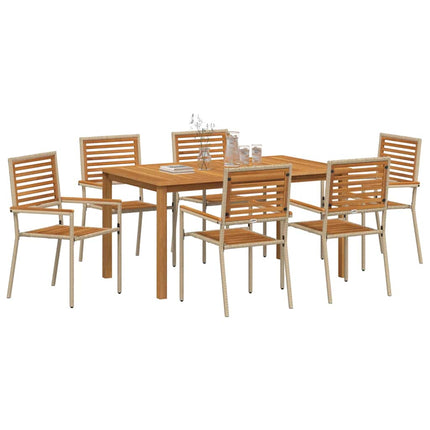 Trädgårdsmöbelset 7 pcs Beige Massivt Akaciaträ