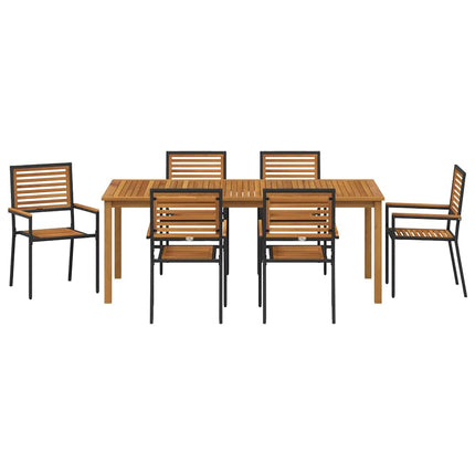 Trädgårdsmöbelset 7 pcs Svart Massivt Akaciaträ