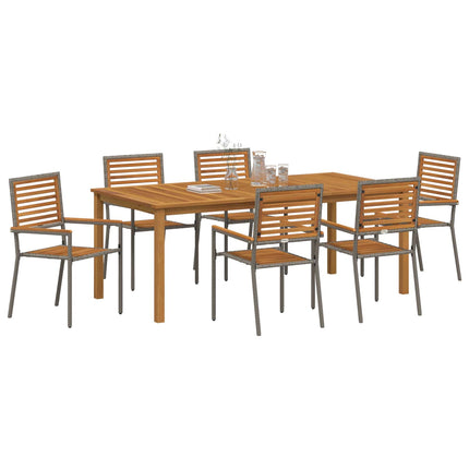 Trädgårdsmöbelset 7 pcs Grå Massivt Akaciaträ
