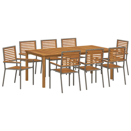 Trädgårdsmöbelset 9 pcs Grå Massivt Akaciaträ