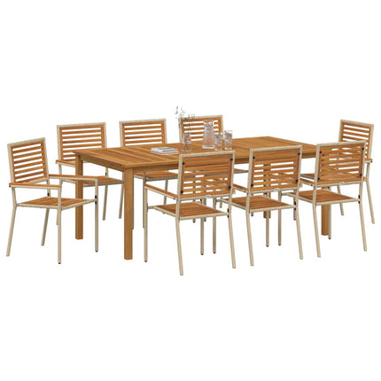 Trädgårdsmöbelset 9 pcs Beige Massivt Akaciaträ