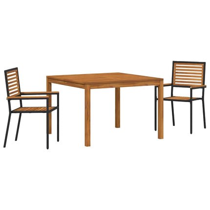 Trädgårdsmöbelset 3 pcs Svart Massivt Akaciaträ