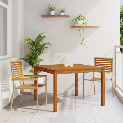 Trädgårdsmöbelset 3 st Beige Massivt Akaciaträ