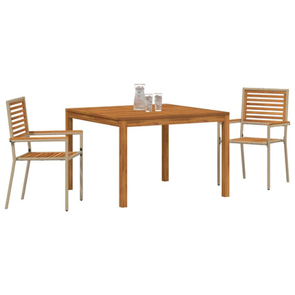 Trädgårdsmöbelset 3 pcs Beige Massivt Akaciaträ