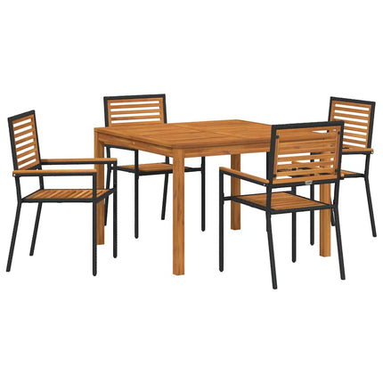 Trädgårdsmöbelset 5 pcs Svart Massivt Akaciaträ