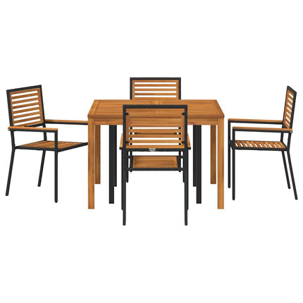 Trädgårdsmöbelset 5 pcs Svart Massivt Akaciaträ