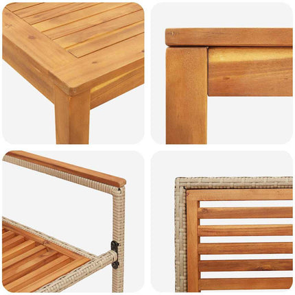Trädgårdsmöbelset 5 pcs Beige Massivt Akaciaträ