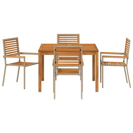 Trädgårdsmöbelset 5 st Beige Massivt Akaciaträ
