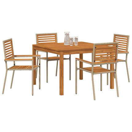 Trädgårdsmöbelset 5 pcs Beige Massivt Akaciaträ