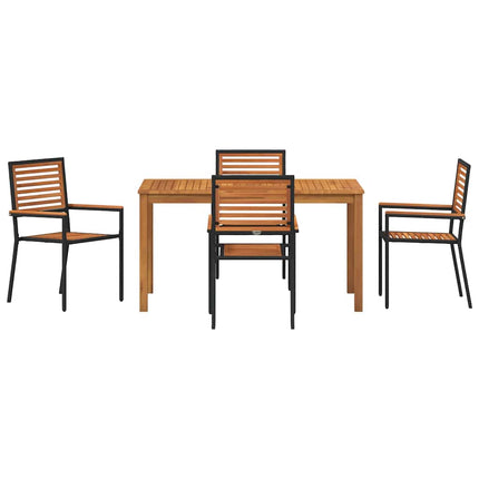 Trädgårdsmöbelset 5 pcs Svart Massivt Akaciaträ