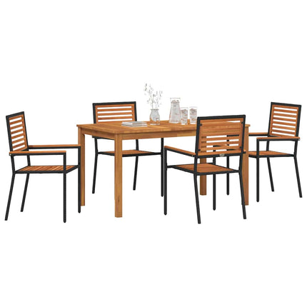 Trädgårdsmöbelset 5 pcs Svart Massivt Akaciaträ