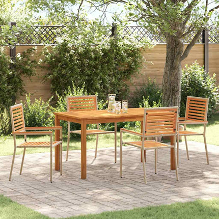Trädgårdsmöbelset 5 pcs Beige Massivt Akaciaträ
