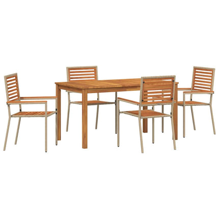 Trädgårdsmöbelset 5 pcs Beige Massivt Akaciaträ