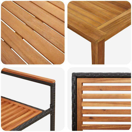 Trädgårdsmöbelset 7 pcs Svart Massivt Akaciaträ