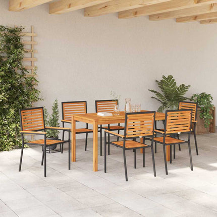 Trädgårdsmöbelset 7 pcs Svart Massivt Akaciaträ