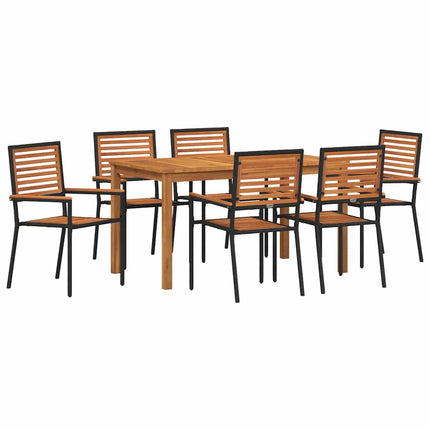 Trädgårdsmöbelset 7 pcs Svart Massivt Akaciaträ