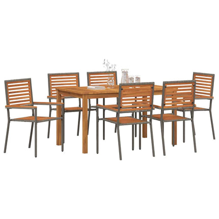 Trädgårdsmöbelset 7 pcs Grå Massivt Akaciaträ