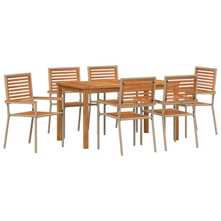 Trädgårdsmöbelset 7 pcs Beige Massivt Akaciaträ