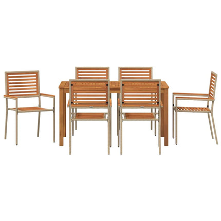 Trädgårdsmöbelset 7 st Beige Massivt Akaciaträ