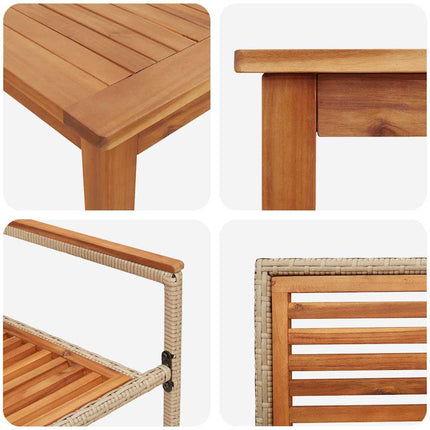 Trädgårdsmöbelset 7 pcs Beige Massivt Akaciaträ
