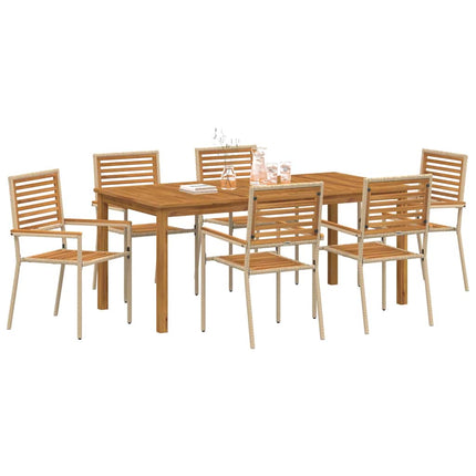 Trädgårdsmöbelset 7 pcs Beige Massivt Akaciaträ