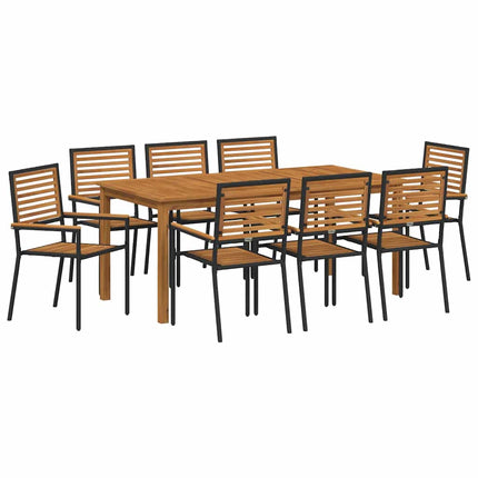 Trädgårdsmöbelset 9 pcs Svart Massivt Akaciaträ