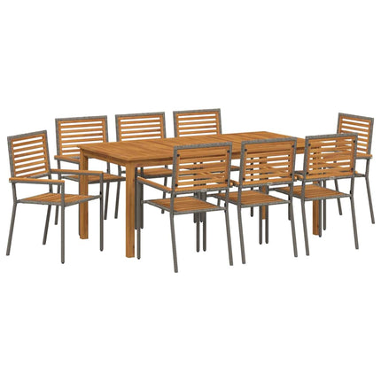 Trädgårdsmöbelset 9 pcs Grå Massivt Akaciaträ