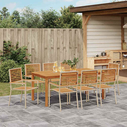 Trädgårdsmöbelset 9 pcs Beige Massivt Akaciaträ
