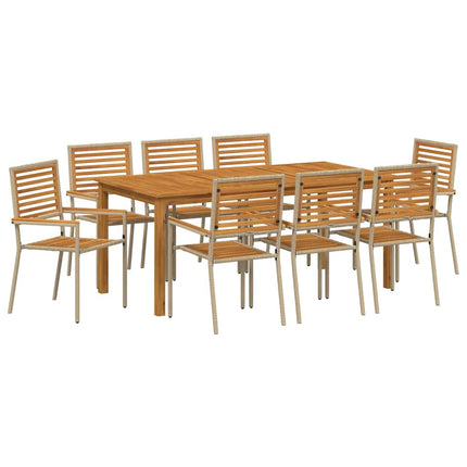 Trädgårdsmöbelset 9 pcs Beige Massivt Akaciaträ
