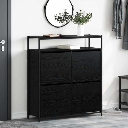 Skoskåp med hylla Svart Ek 100 x 34 x 112 cm Konstruerat trä