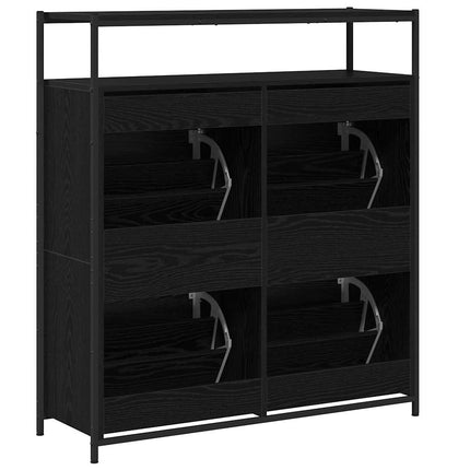 Skoskåp med hylla Svart Ek 100 x 34 x 112 cm Konstruerat trä