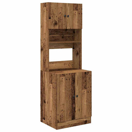 Köksbuffé med hylla med dörr 2 pcs Gammalt trä 60 x 50 x 180 cm