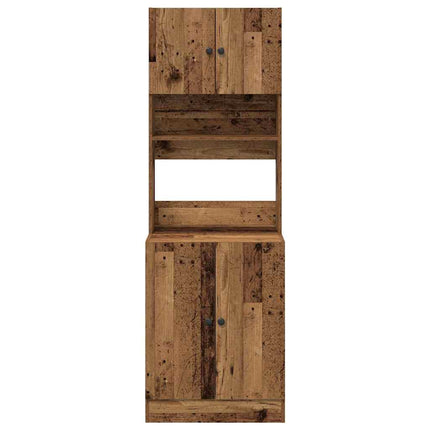 Köksbuffé med hylla med dörr 2 pcs Gammalt trä 60 x 50 x 180 cm