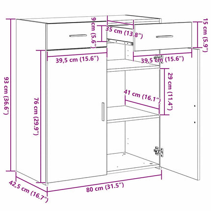 Förvaringsskåp Artisan Ek 80 x 42.5 x 93 cm