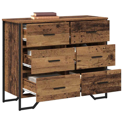 Kommode med låda 2 pcs Gammalt trä 91 x 35,5 x 74,5 cm