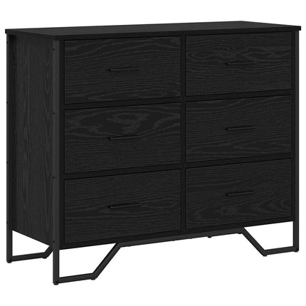 Kommode med låda med lagring 2 pcs Svart Ek 91 x 35,5 x 74,5 cm