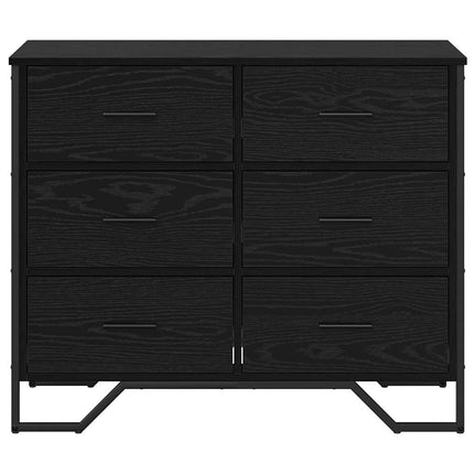 Kommode 6-Låda Svart Ek 91 x 35,5 x 74,5 cm
