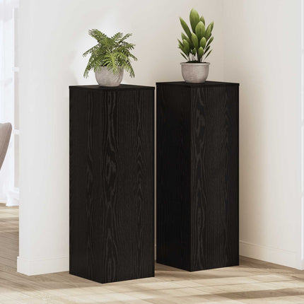 Växtställ 2 st Svart ek 33 x 33 x 100 cm Konstruerat trä