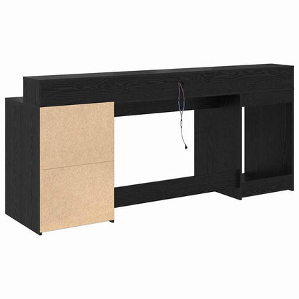 Skrivbord med låda Svart ek 200 x 55 x 91 cm Konstruerat trä