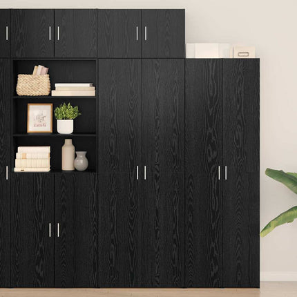 Förvaringsskåp 2 pcs Svart Ek 70 x 42,5 x 185 cm